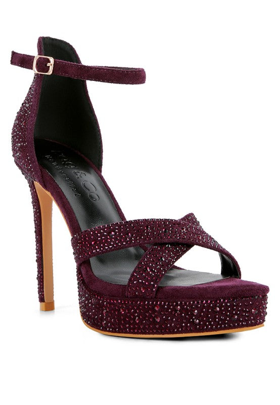 REGALIA Diamante Studded High Heel Dress Sandals - Tigbul's Variety Fashion Shop