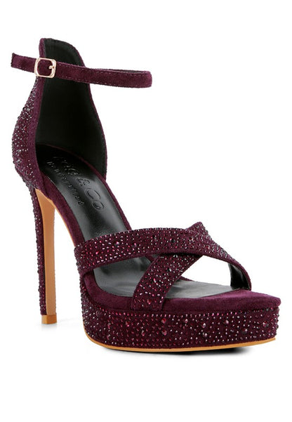 REGALIA Diamante Studded High Heel Dress Sandals - Tigbul's Variety Fashion Shop