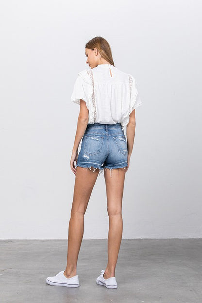 Released Frayed Hem Ripped Denim Shorts - Tigbul's Variety Fashion Shop