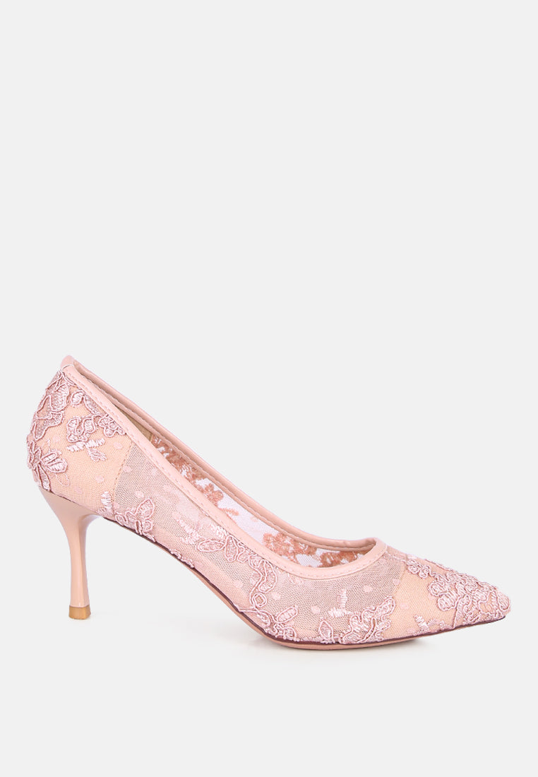 Reunion Lace Mid Heel Pumps - Tigbul's Variety Fashion Shop