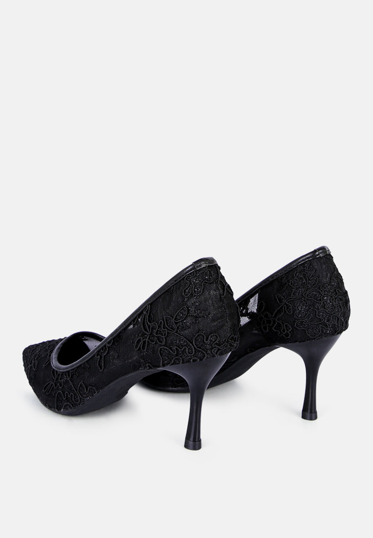 Reunion Lace Mid Heel Pumps - Tigbul's Variety Fashion Shop