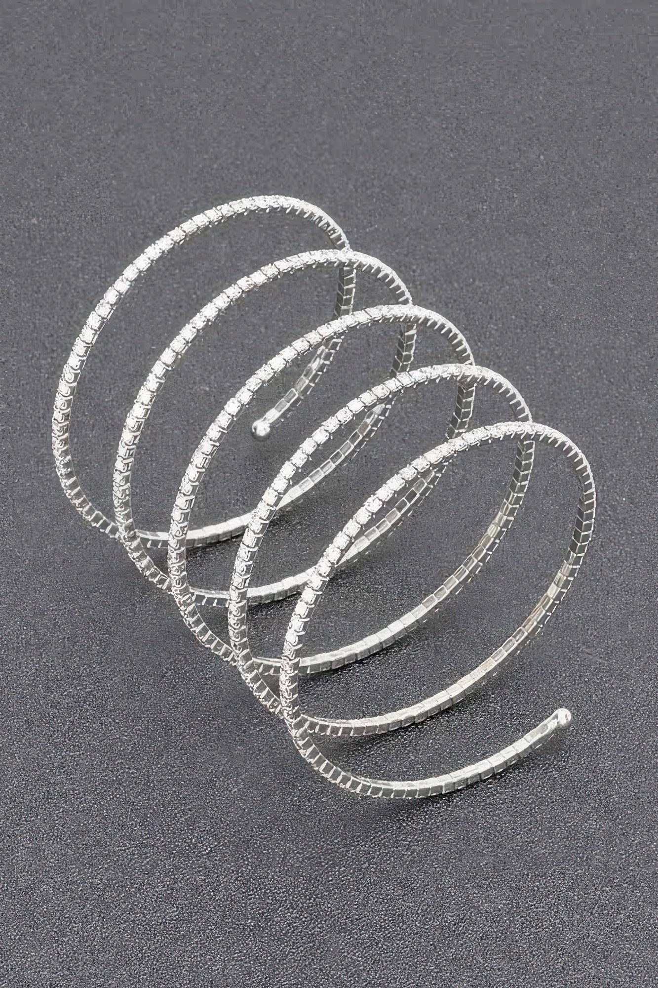 Rhinestone bracelet, silver-tone five-row cuff with pin-style clasp end