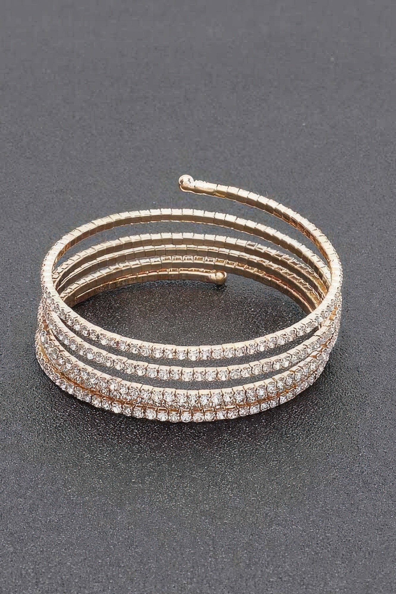 Rhinestone bracelet, gold-tone multi-row cuff with pin-style clasp on top