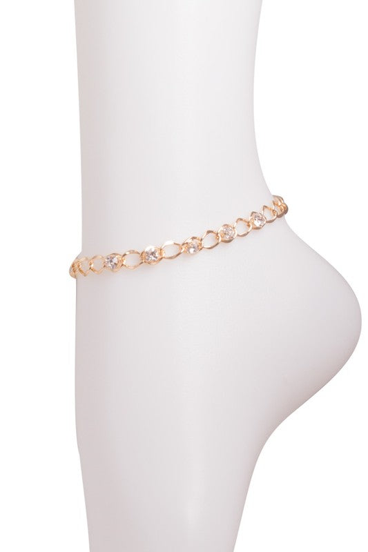 RHINESTONE CHAIN ANKLET - Tigbul's Variety Fashion Shop