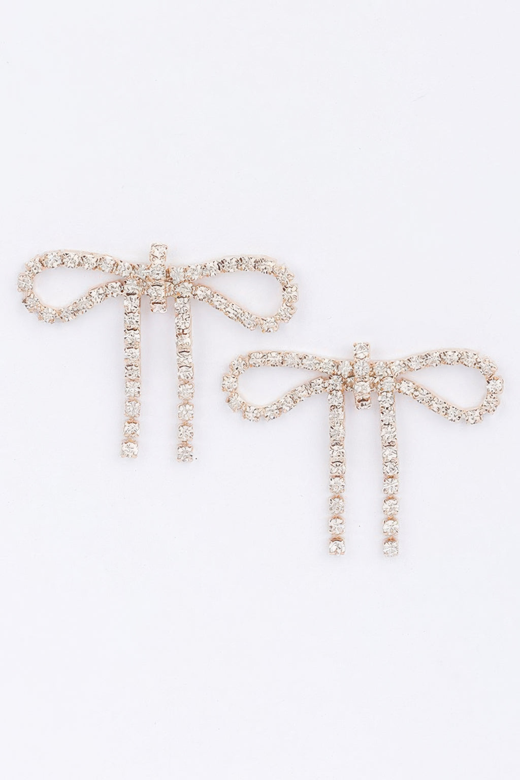 Rhinestone-Ohrringe in Schleifenform, silberfarben mit funkelnden Steinen, Paar