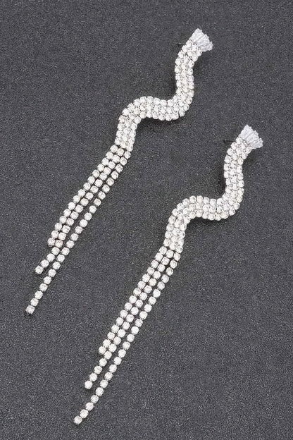 Rhinestone Fringe Earring - Tigbul's Variety Fashion Shop