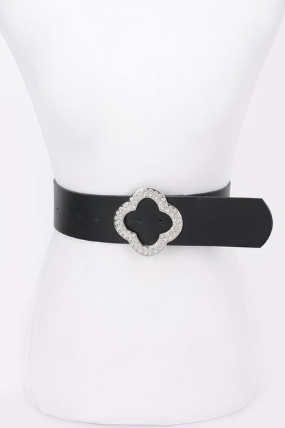 Rhinestone Metal Buckle Metallic Stretch Belt - Tigbul's Variety Fashion Shop