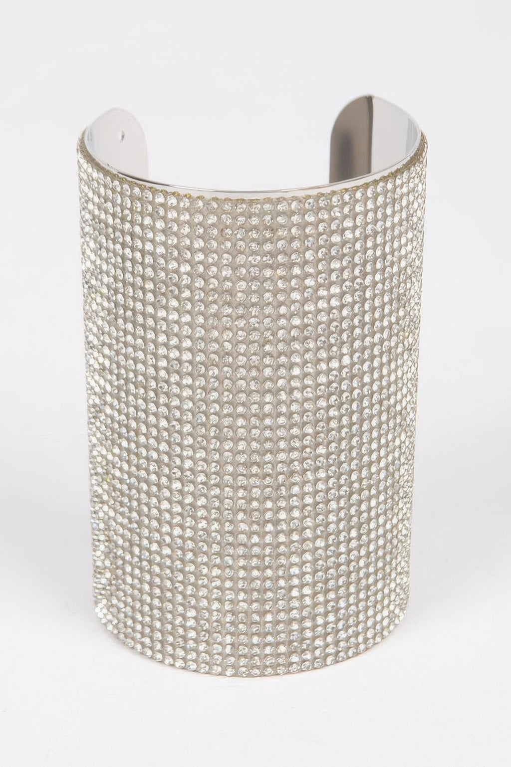 Gold rhinestone cuff bracelet with sparkly all-over stones.