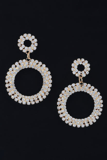 Rhinestone Round Circle Dangle Earrings - Tigbul's Variety Fashion Shop