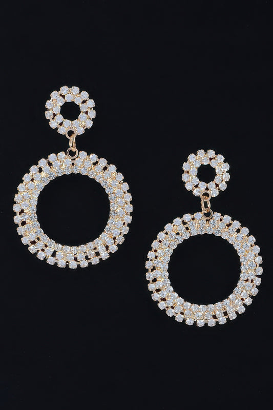 Rhinestone Round Circle Dangle Earrings - Tigbul's Variety Fashion Shop