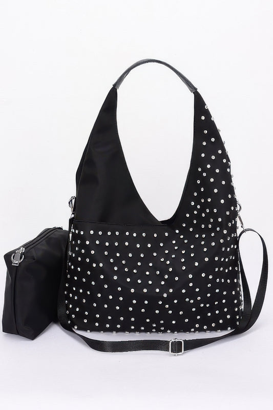 Rhinestone Studded Bindle Bag - Tigbul's Variety Fashion Shop