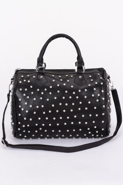Rhinestone Studded Bowling Bag - Tigbul's Variety Fashion Shop
