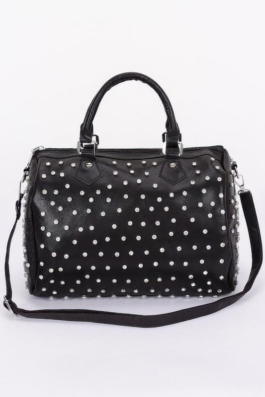 Rhinestone Studded Bowling Bag - Tigbul's Variety Fashion Shop