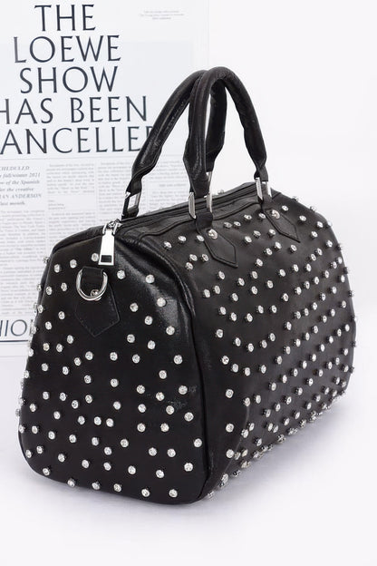 Rhinestone Studded Bowling Bag - Tigbul's Variety Fashion Shop