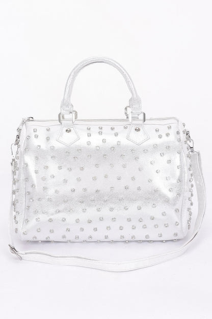 Rhinestone Studded Bowling Bag - Tigbul's Variety Fashion Shop