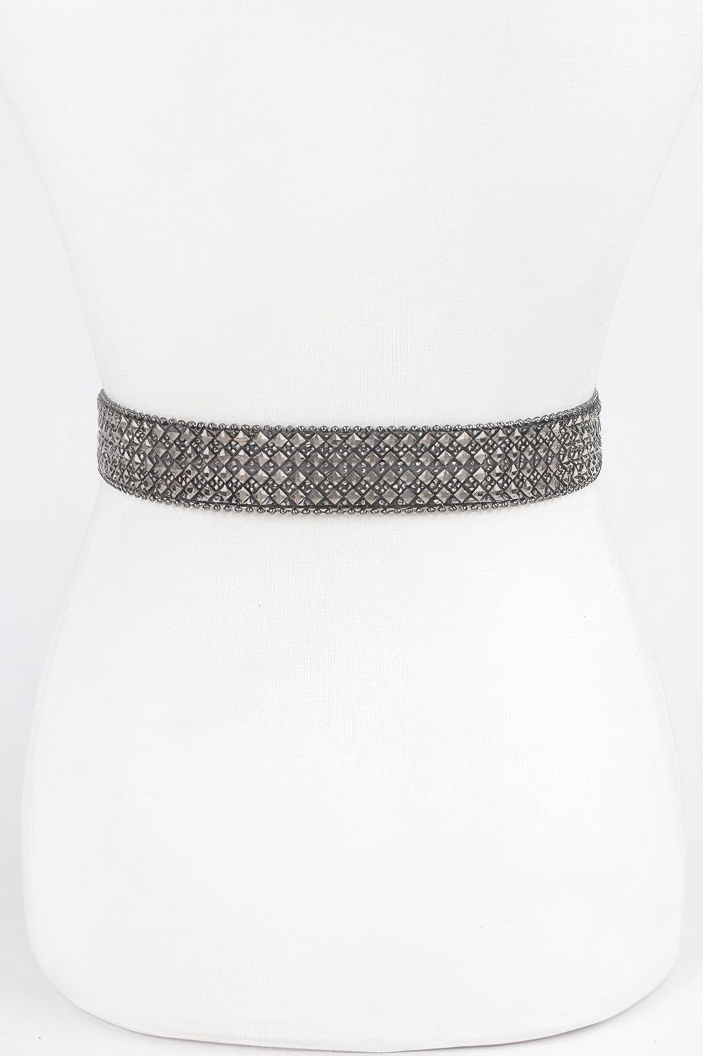 Rhinestone western belt band with diamond-grid stones