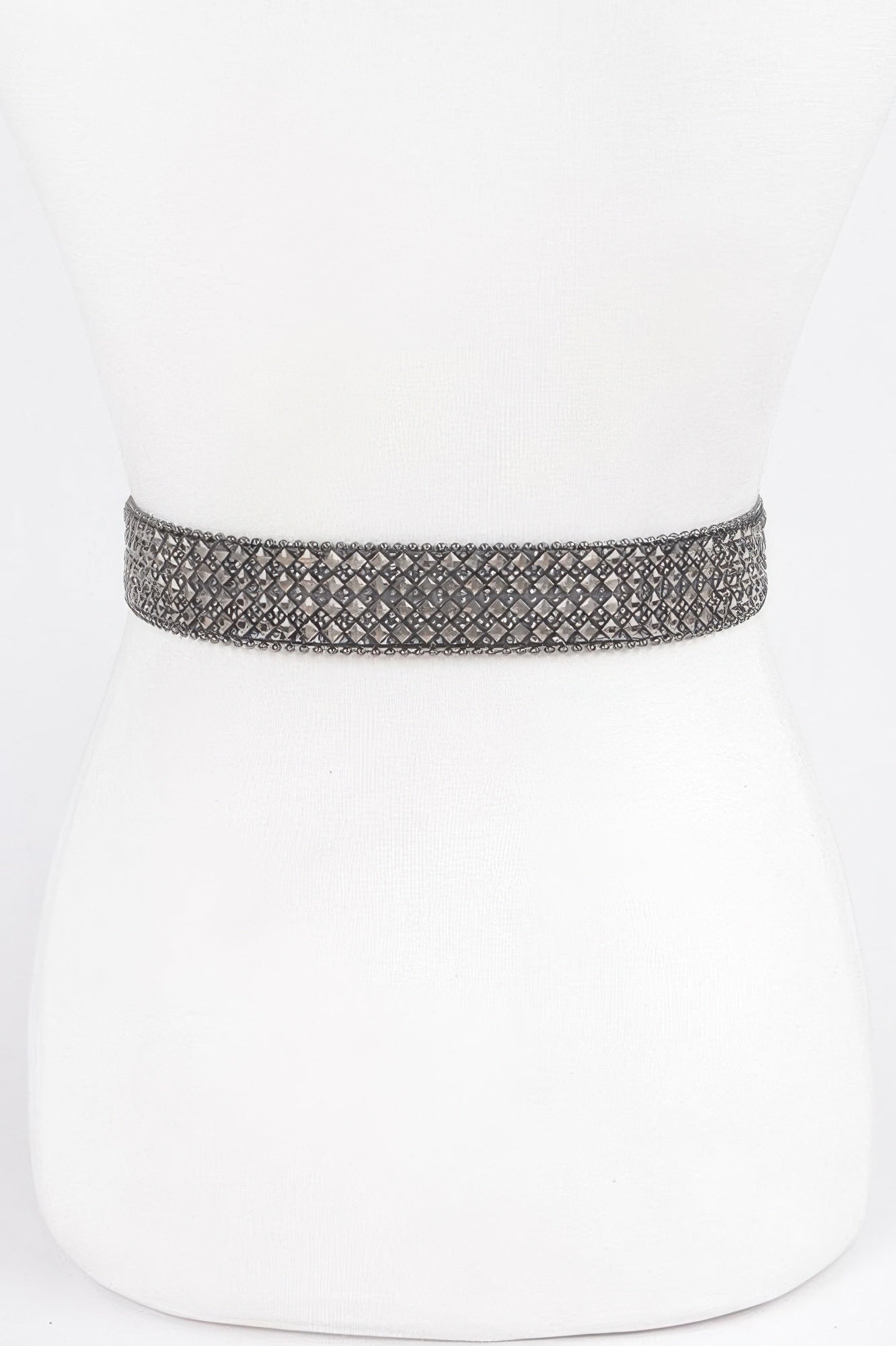 Rhinestone western belt band with diamond-grid stones