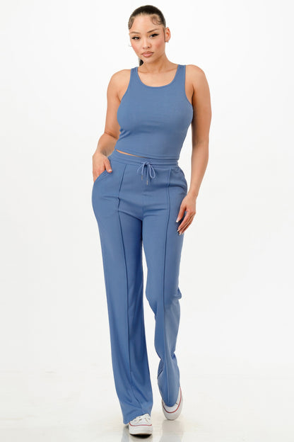 Ribbed Tank Top And Pant Set - Tigbul's Variety Fashion Shop