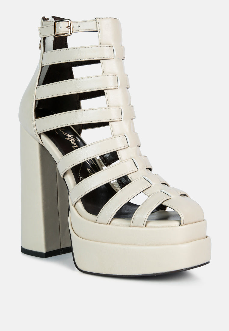Rielle High Platform Cage Boot Sandals - Tigbul's Variety Fashion Shop