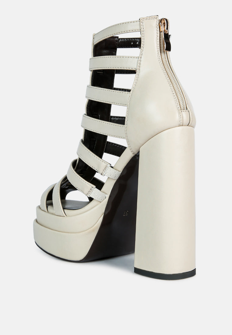Rielle High Platform Cage Boot Sandals - Tigbul's Variety Fashion Shop