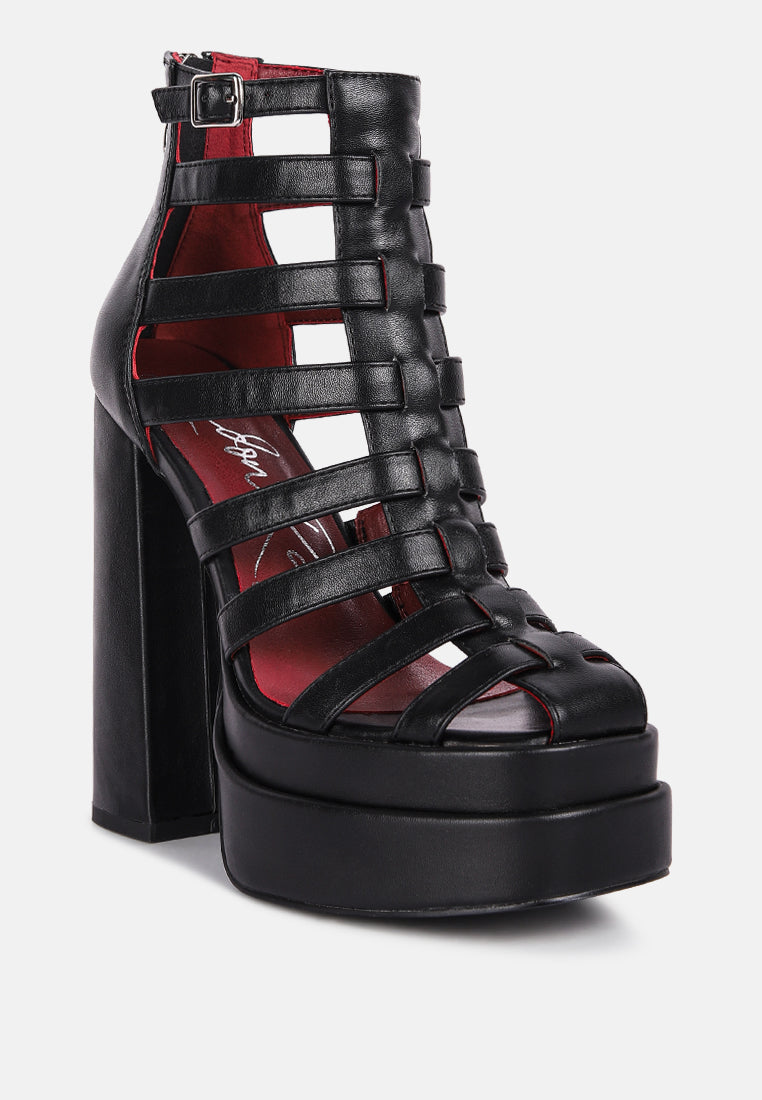 Rielle High Platform Cage Boot Sandals - Tigbul's Variety Fashion Shop