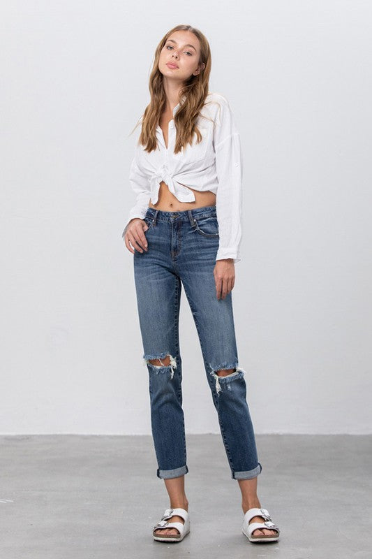 Ripped Boyfriend Jeans - Tigbul's Variety Fashion Shop