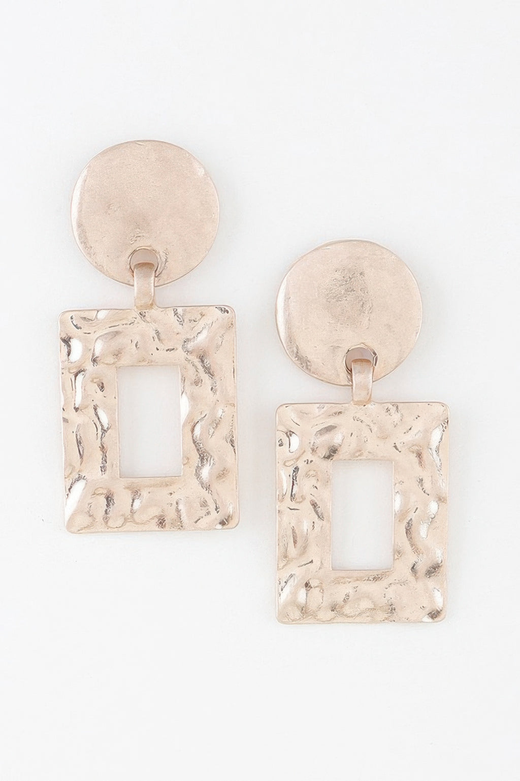 Ripple Box Frame earrings, gold-tone square dangle with textured finish