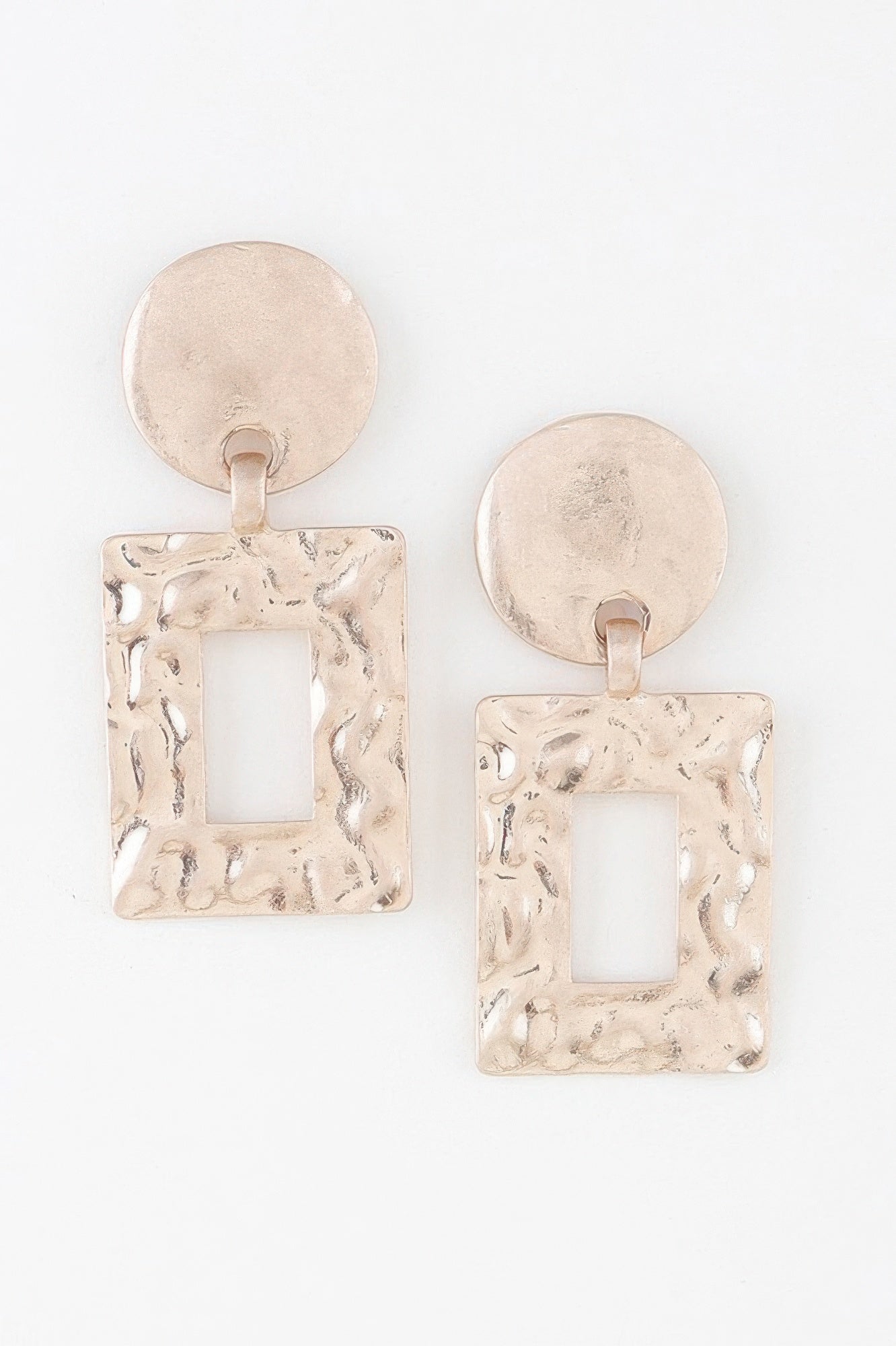 Ripple Box Frame earrings, gold-tone square dangle with textured finish