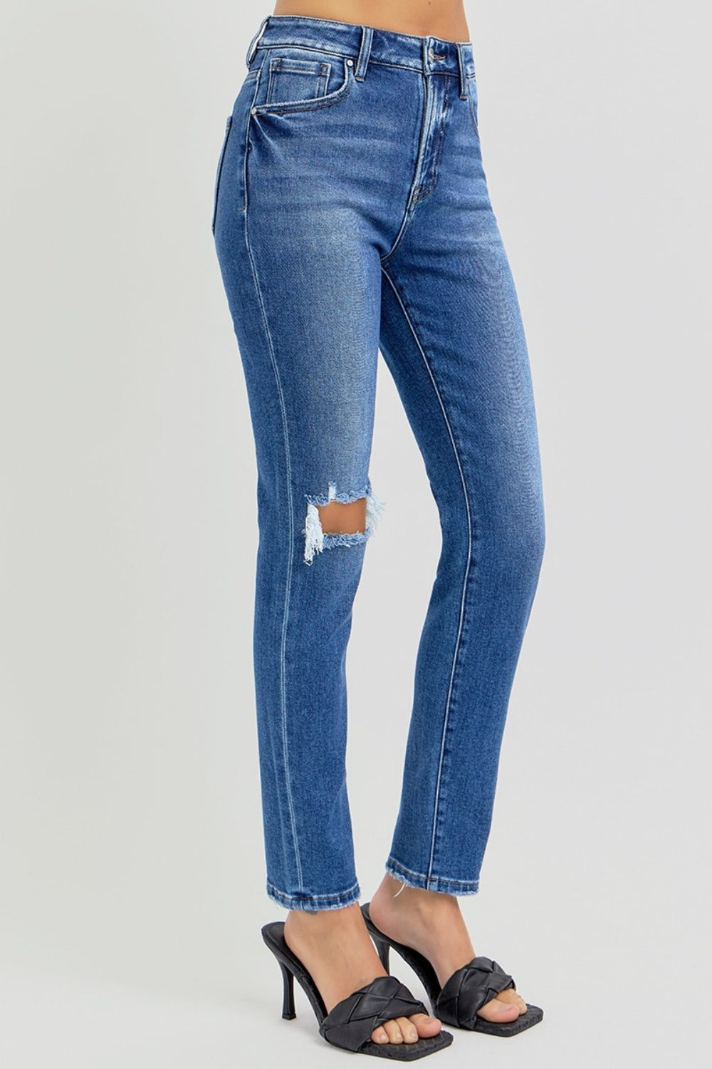 RISEN Full Size High Rise Ankle Skinny Knee Distressed Jeans - Tigbul's Variety Fashion Shop
