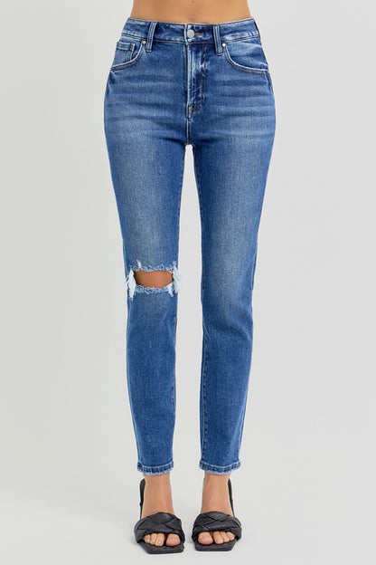 RISEN Full Size High Rise Ankle Skinny Knee Distressed Jeans - Tigbul's Variety Fashion Shop