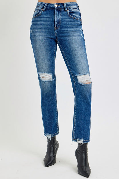 RISEN Full Size High Rise Distressed Crop Straight Jeans - Tigbul's Variety Fashion Shop