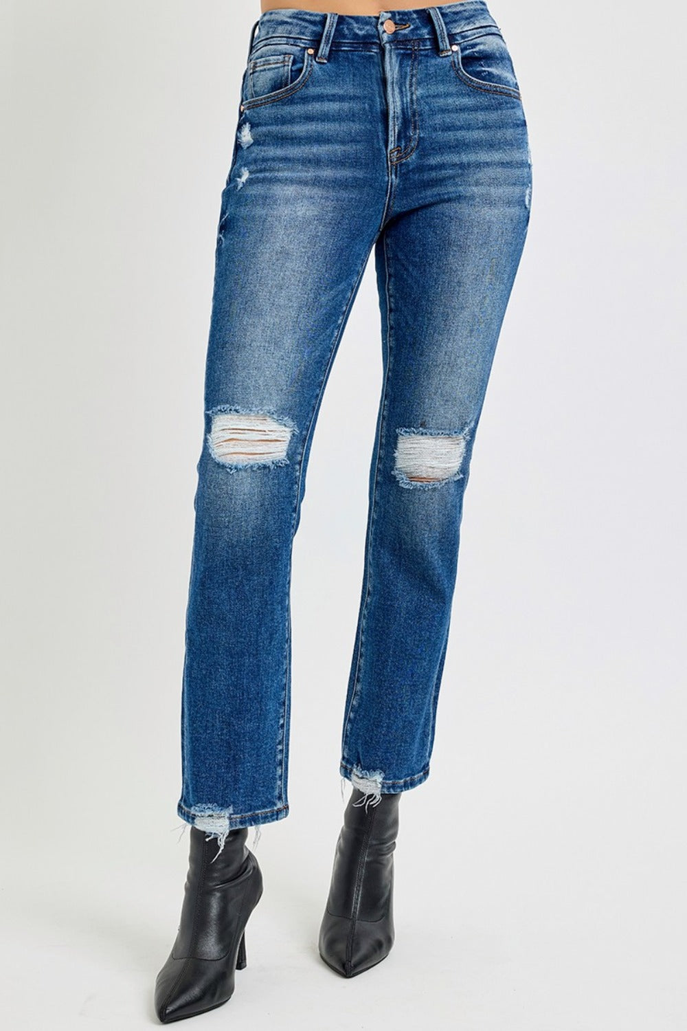 RISEN Full Size High Rise Distressed Crop Straight Jeans - Tigbul's Variety Fashion Shop