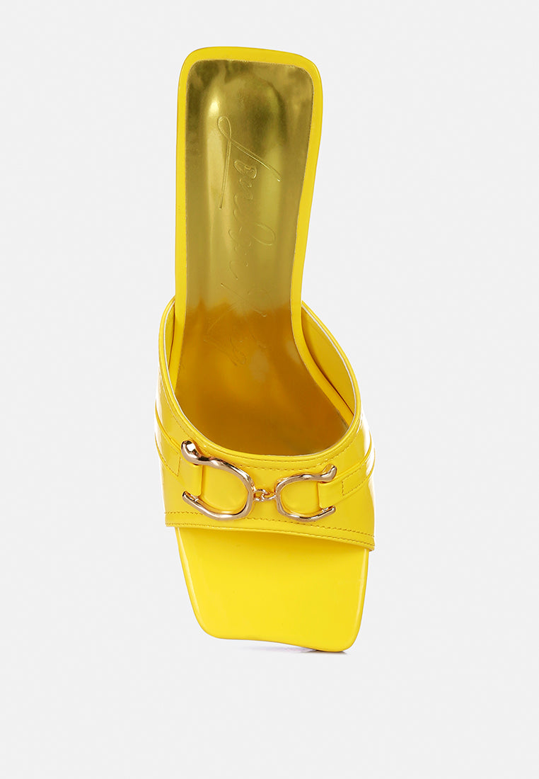 Salisbury Horsebit Buckle Triangular Block Heel Sandals - Tigbul's Variety Fashion Shop