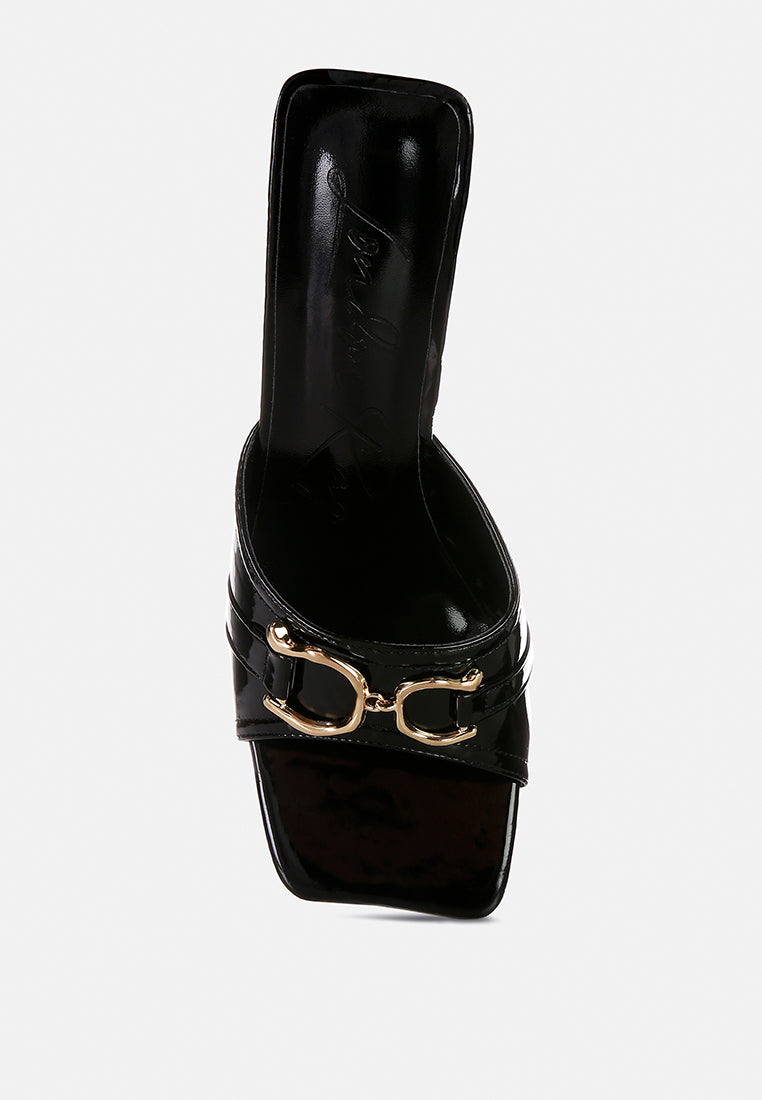 Salisbury Horsebit Buckle Triangular Block Heel Sandals - Tigbul's Variety Fashion Shop