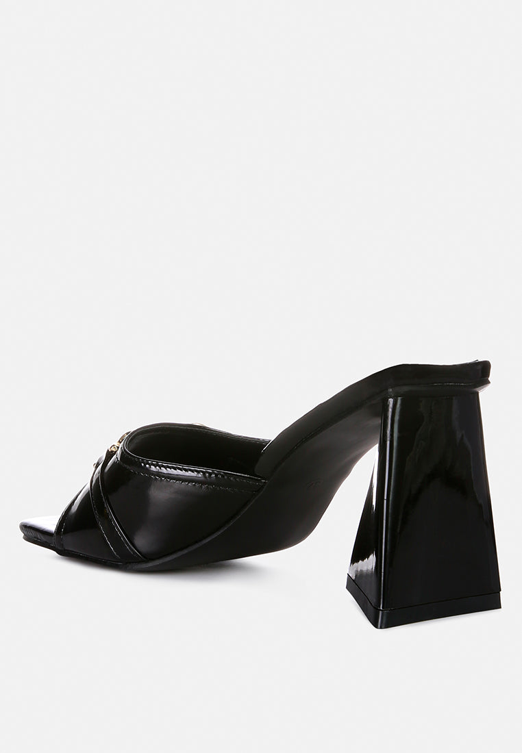 Salisbury Horsebit Buckle Triangular Block Heel Sandals - Tigbul's Variety Fashion Shop