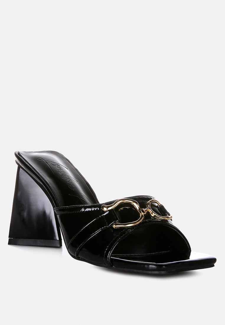 Salisbury Horsebit Buckle Triangular Block Heel Sandals - Tigbul's Variety Fashion Shop