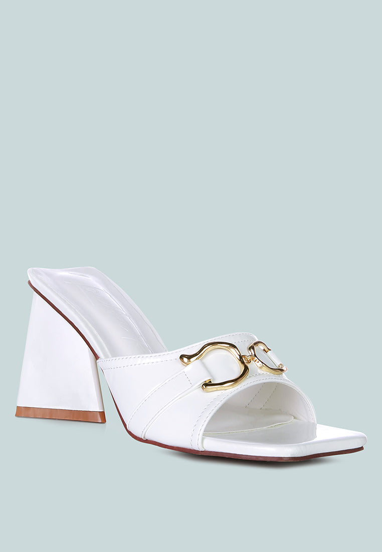 Salisbury Horsebit Buckle Triangular Block Heel Sandals - Tigbul's Variety Fashion Shop