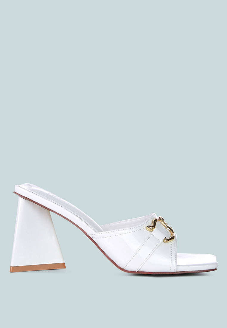 Salisbury Horsebit Buckle Triangular Block Heel Sandals - Tigbul's Variety Fashion Shop