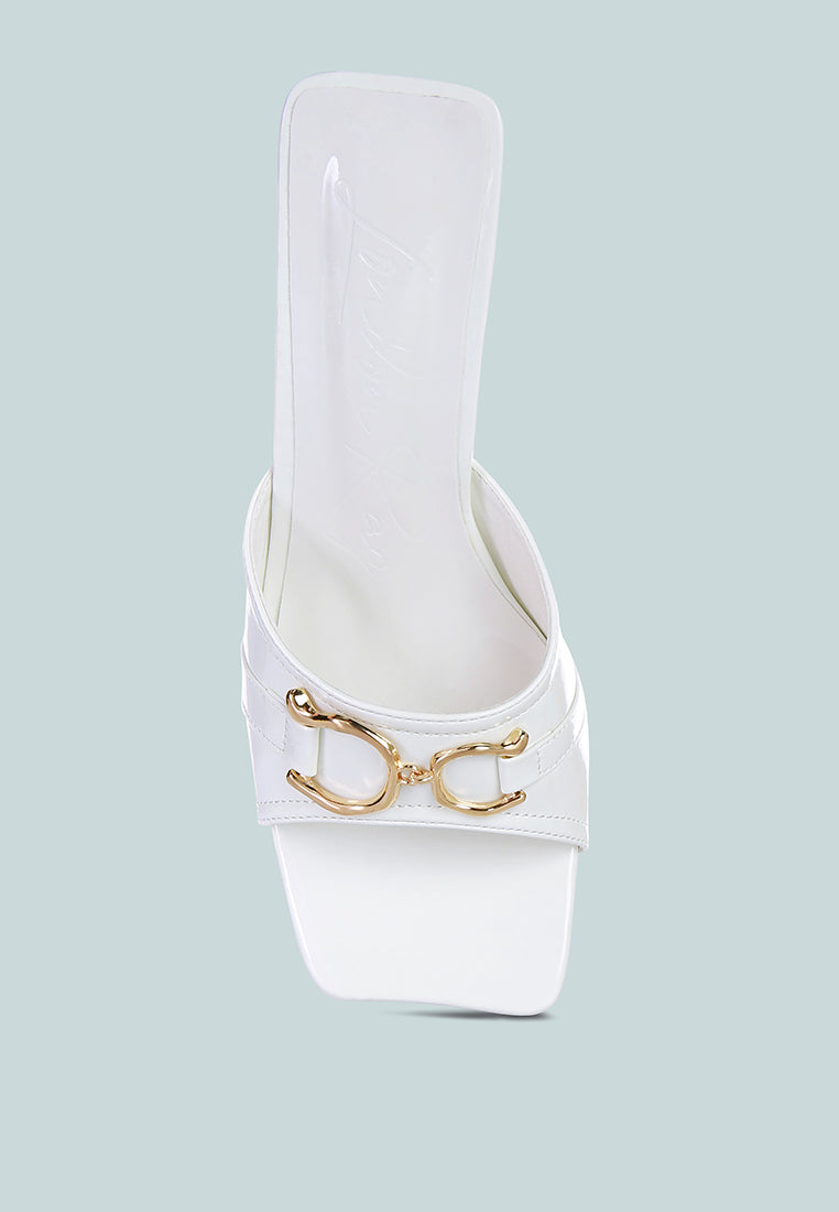 Salisbury Horsebit Buckle Triangular Block Heel Sandals - Tigbul's Variety Fashion Shop