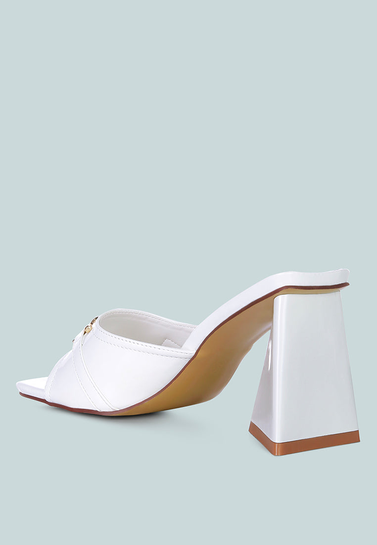Salisbury Horsebit Buckle Triangular Block Heel Sandals - Tigbul's Variety Fashion Shop