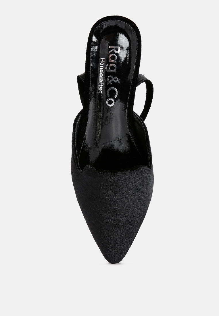 Salome Black Velvet Luxe Jewelled Flat Mules - Tigbul's Variety Fashion Shop