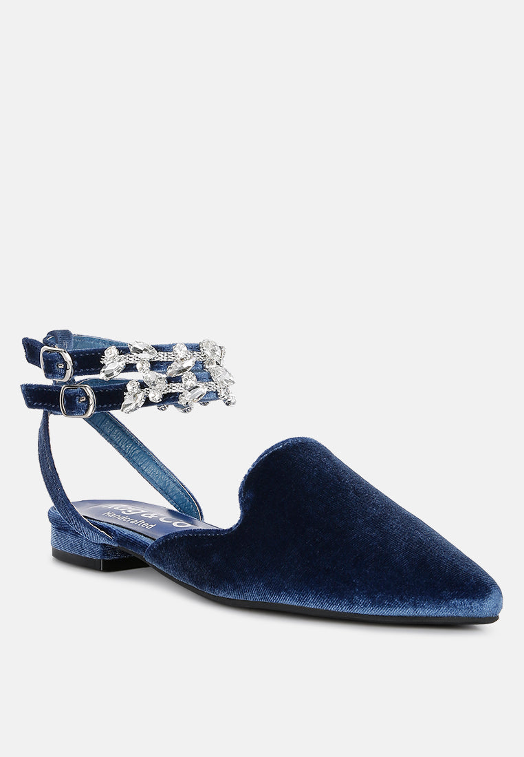 Salome Black Velvet Luxe Jewelled Flat Mules - Tigbul's Variety Fashion Shop
