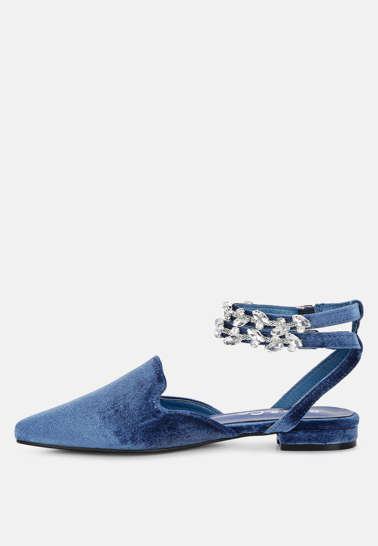 Salome Black Velvet Luxe Jewelled Flat Mules - Tigbul's Variety Fashion Shop
