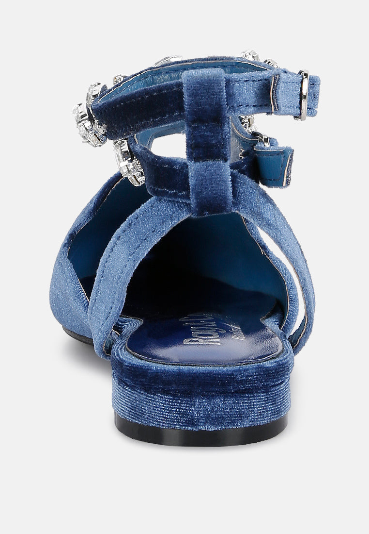 Salome Black Velvet Luxe Jewelled Flat Mules - Tigbul's Variety Fashion Shop