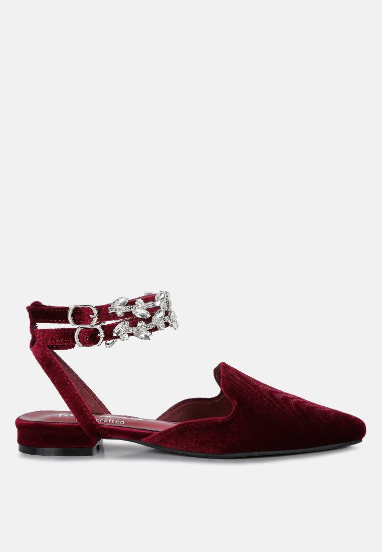 Salome Black Velvet Luxe Jewelled Flat Mules - Tigbul's Variety Fashion Shop