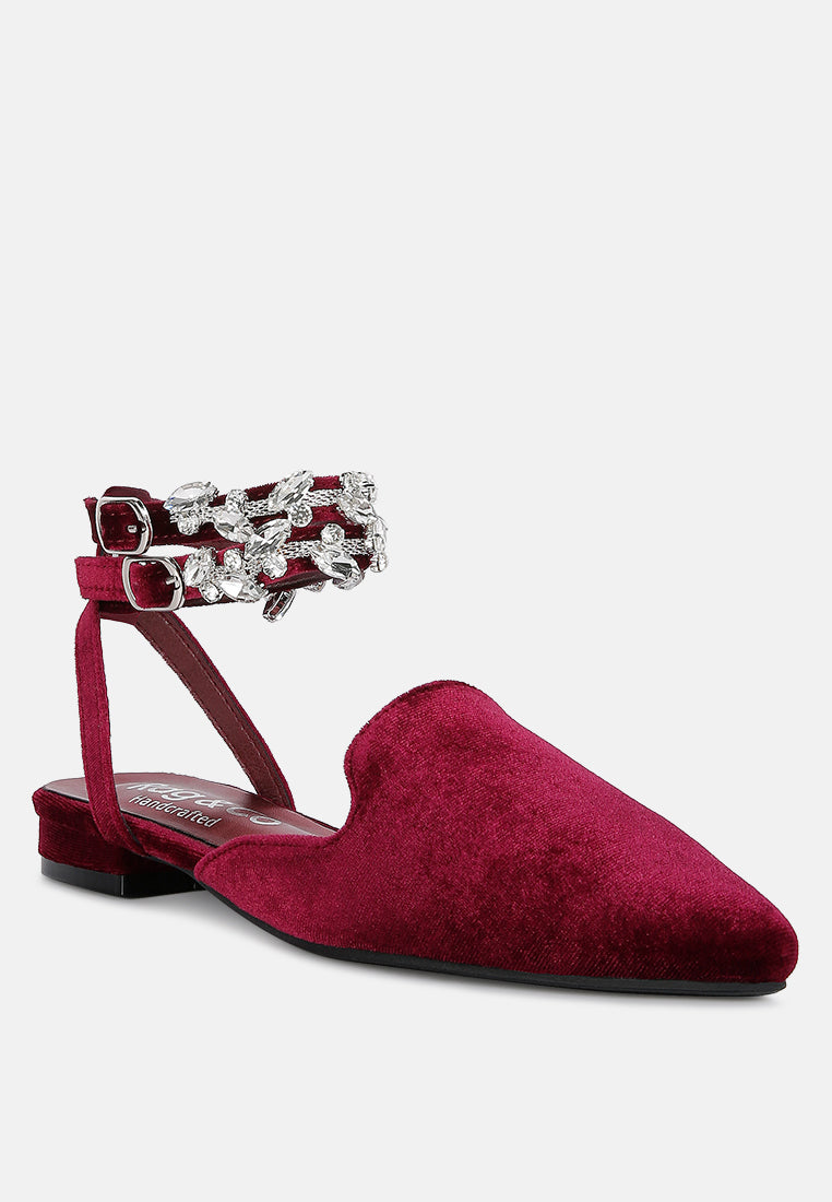 Salome Black Velvet Luxe Jewelled Flat Mules - Tigbul's Variety Fashion Shop