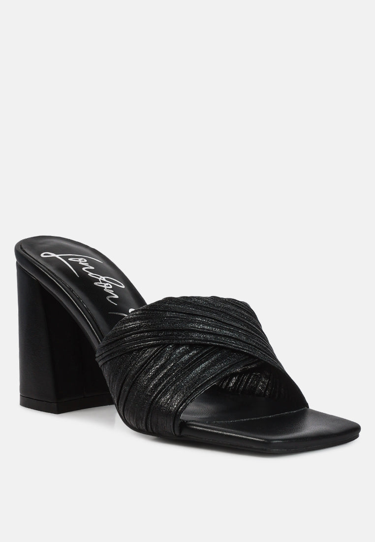 Salty You Crinkled Triangular Block Heel Sandals - Tigbul's Variety Fashion Shop
