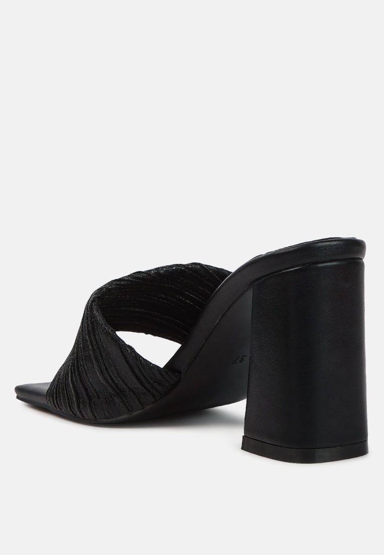 Salty You Crinkled Triangular Block Heel Sandals - Tigbul's Variety Fashion Shop