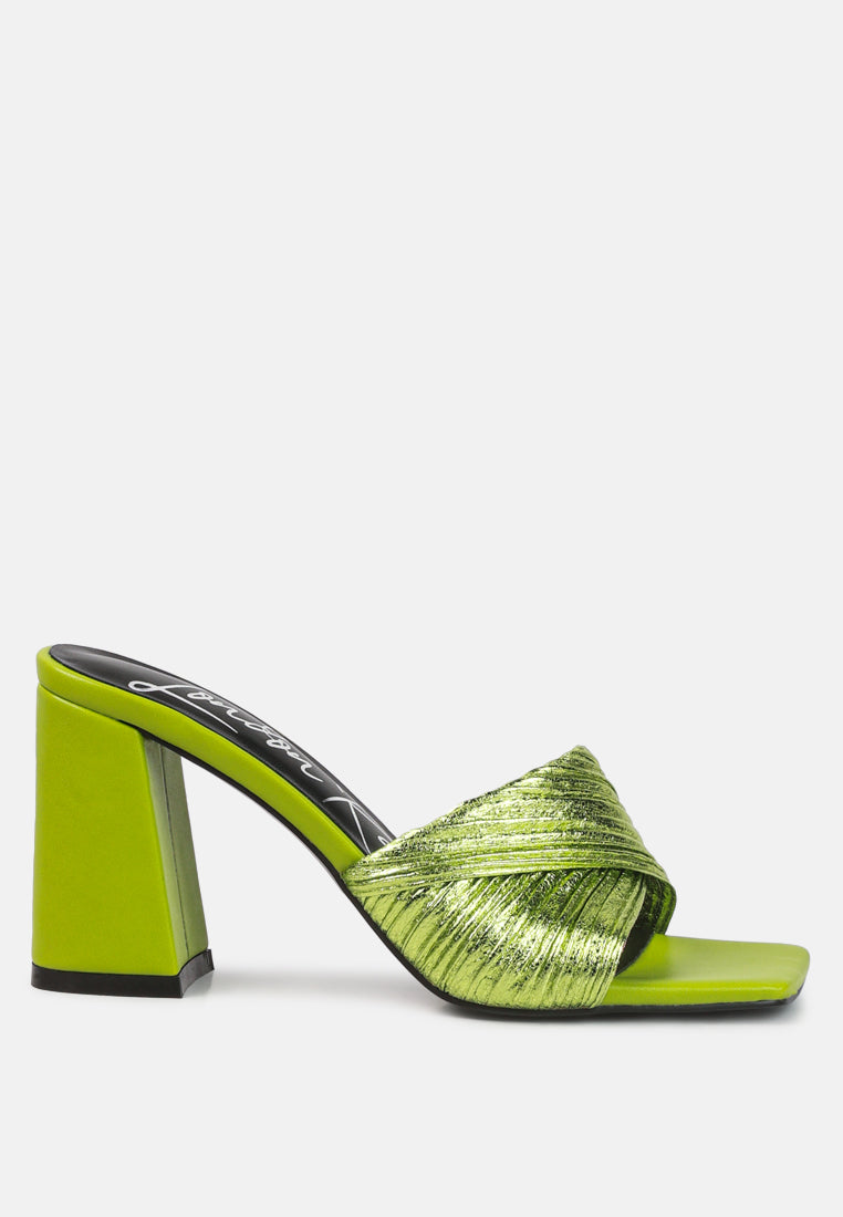 Salty You Crinkled Triangular Block Heel Sandals - Tigbul's Variety Fashion Shop