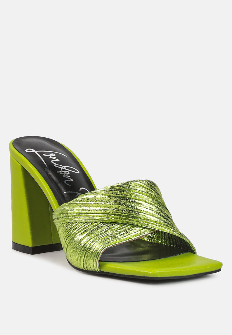 Salty You Crinkled Triangular Block Heel Sandals - Tigbul's Variety Fashion Shop